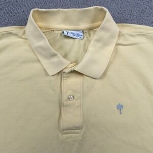 Ben Silver Polo Shirt Mens XL Yellow Cotton Pique Palm Tree Logo Short Sleeve